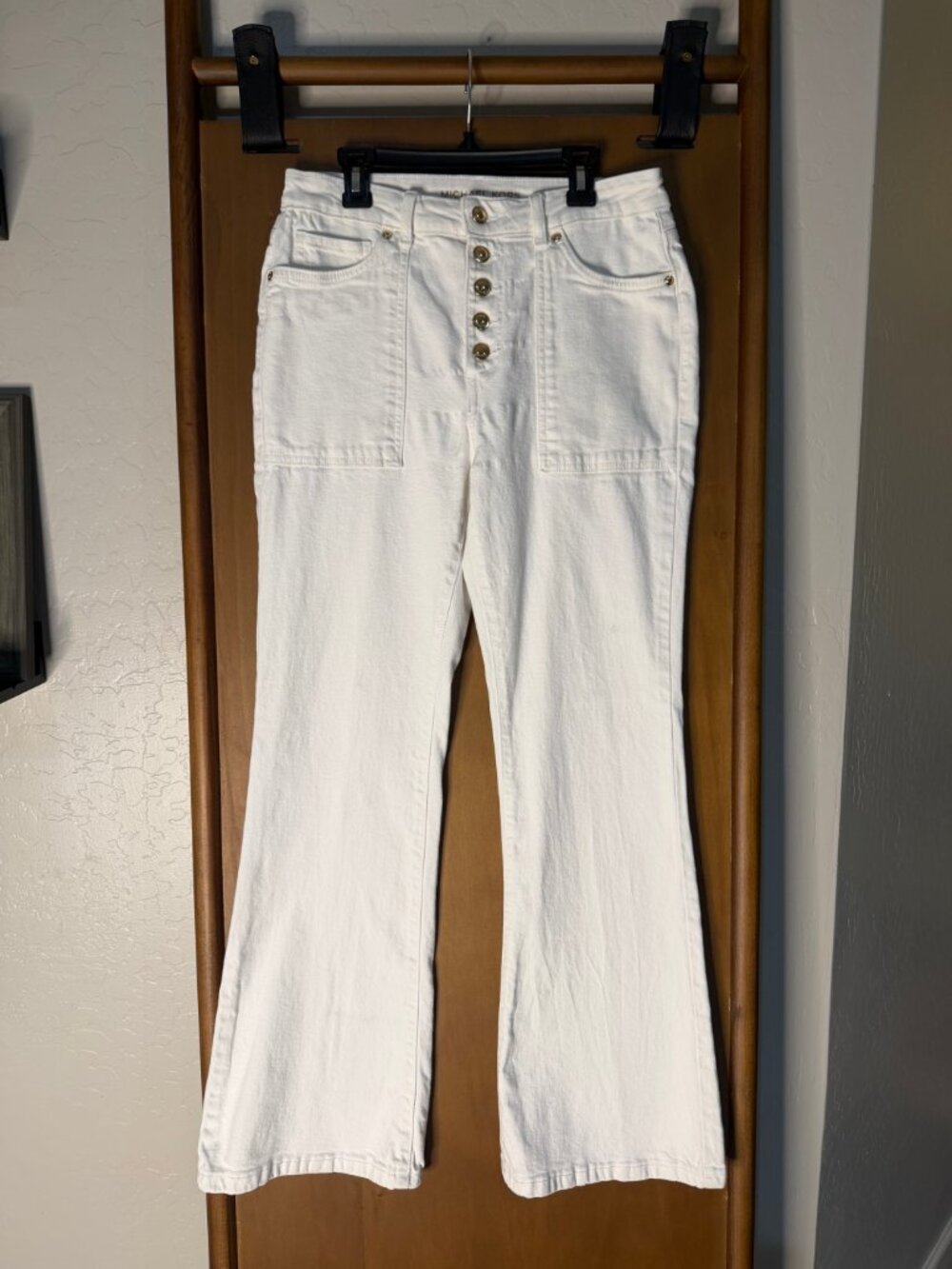 Michael Michael Kors White High Rise Flare Jeans Button Fly 6